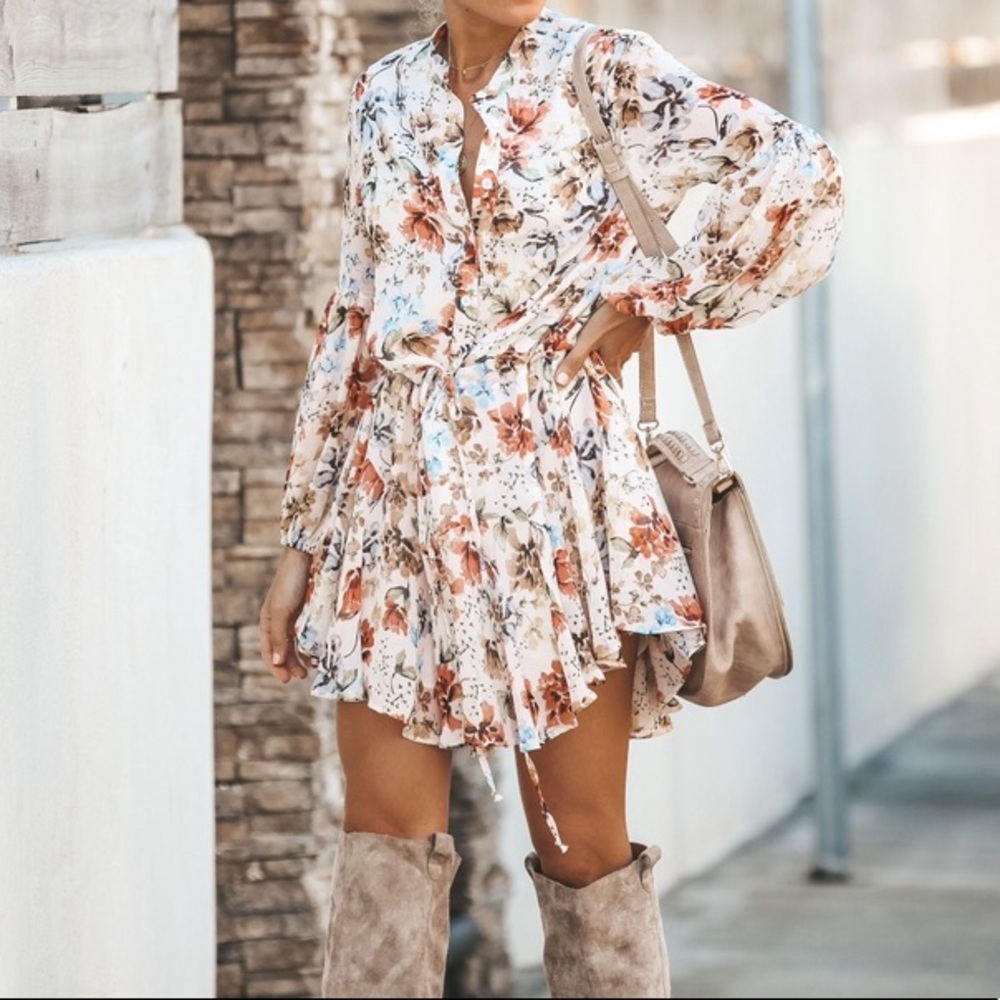 Vienne floral dress with balloon sleeves